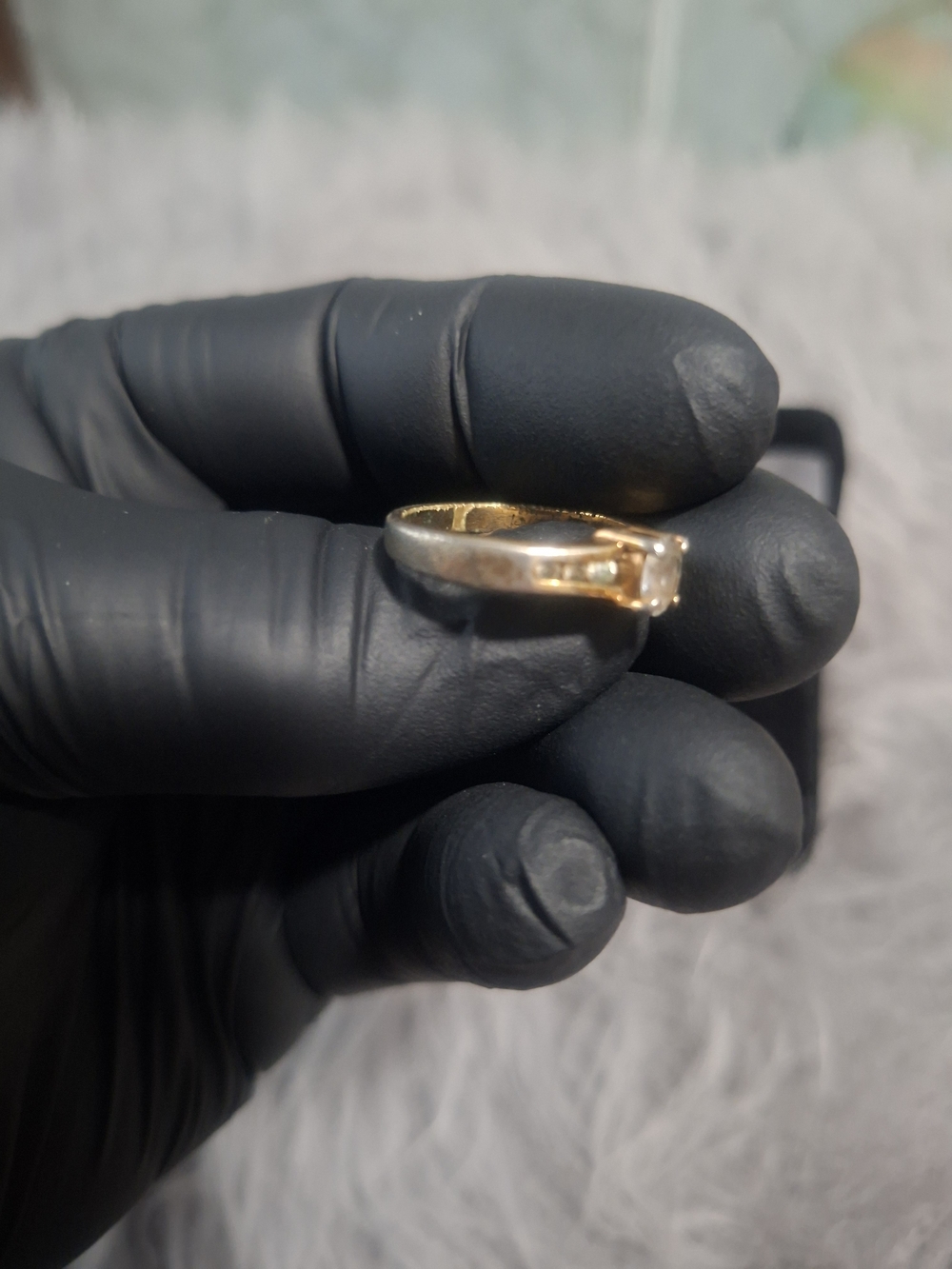 Classic Gold Tone Womens Ring with Clear Stone